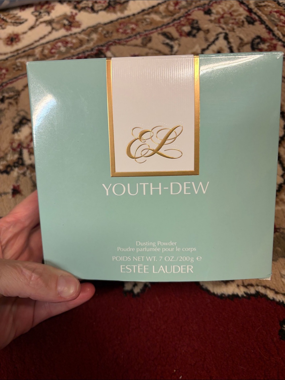 Estee Lauder Youth‑Dew Dusting Powder - Mint Green Box with Gold Accents